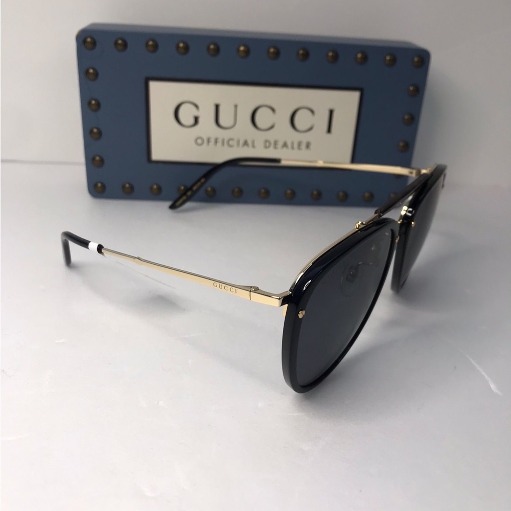 New- 💯 Authentic Gucci GG0672S Women's Aviator Sunglasses, Black/Grey - Picture 8 of 16